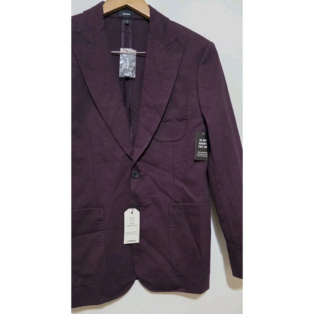 NWT Express Men's Slim Purple Cotton Blend Suit Jacket Sz 36S Office Business‎